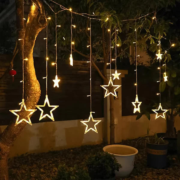 12 Stars LED Curtain String Lights with 8 Flashing Modes for Home Decoration, Diwali & Wedding LED Christmas Light Indoor and Outdoor Light ,Festival Decoration (Multicolor / With Box)