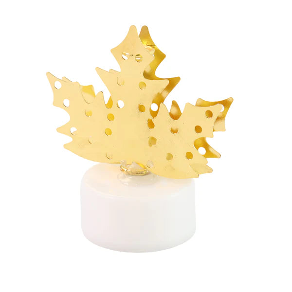 Decorative LED Gold Metal Leaf Diya Lamp, Diwali (4 Pc)