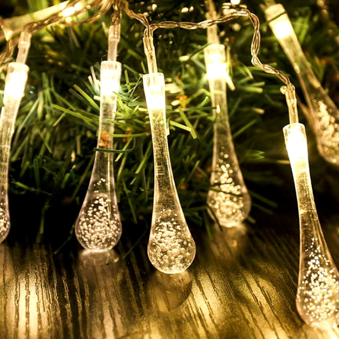 Decorative LED Lighting Chain with Crystal Water Drop Bulbs Approx 3 Mtr (1 Pc)