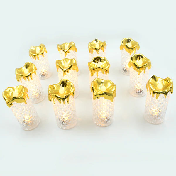 Gold LED Flameless Candles for Decor & Gifting, Diwali (12 Pc MOQ)